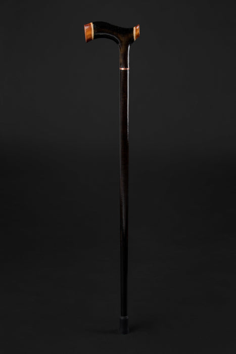 Black Wooden Walking Cane Vintage, Traditional Handle