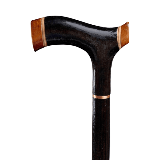 Black Wooden Walking Cane Vintage, Traditional Handle - Artynov | Unique Handmade Accessories