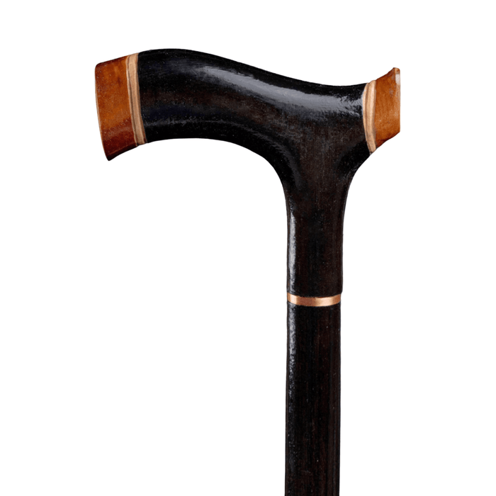 Black Wooden Walking Cane Vintage, Traditional Handle