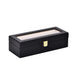 Black Wooden Watch Box with 6 Slots for Timepiece Storage