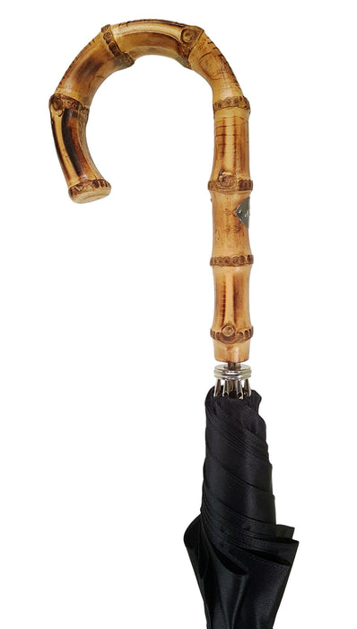 Classic Automatic Black Umbrella With Whanghee Handle - Artynov | Unique Handmade Accessories