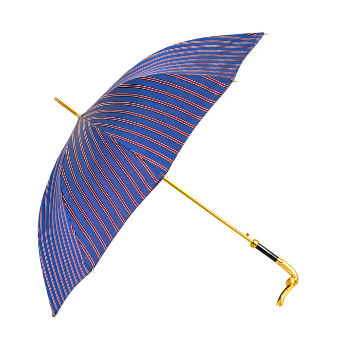 Blue & Bordeaux Striped Gold Snake Umbrella - Artynov | Unique Handmade Accessories