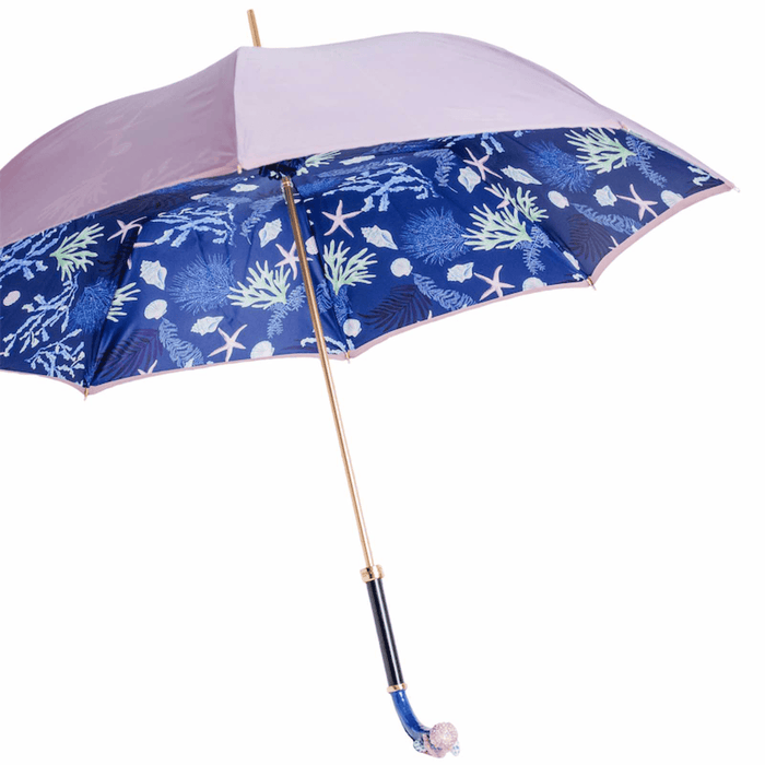 Blue Starfish Purple Print Luxury Umbrella