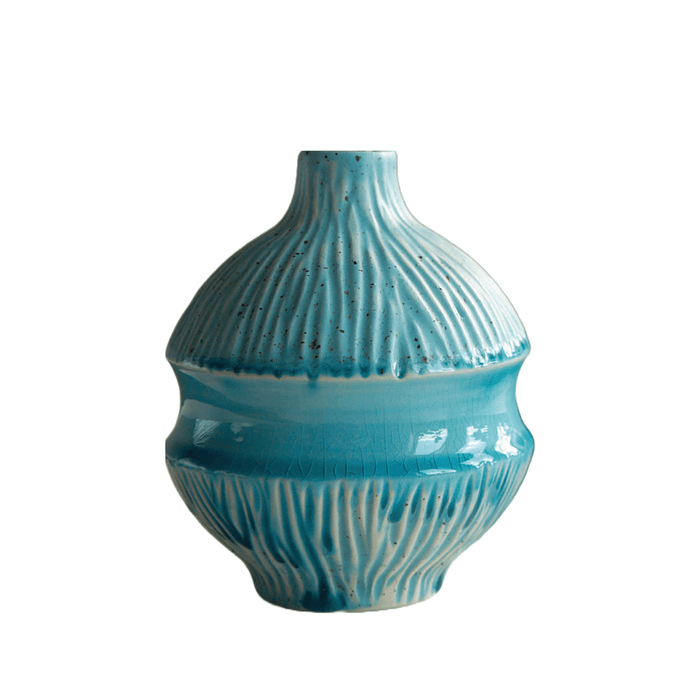 Blue Wabi-Sabi Ceramic Pottery Vase Handmade