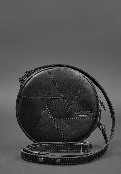 Round leather handbag