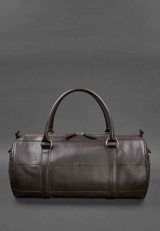 Leather travel bag with retractable handle
