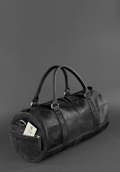 Leather travel bag with hidden zippers