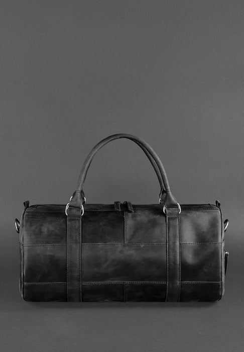 Leather travel bag with leather trim