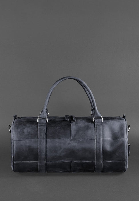 Leather travel bag with expandable sides