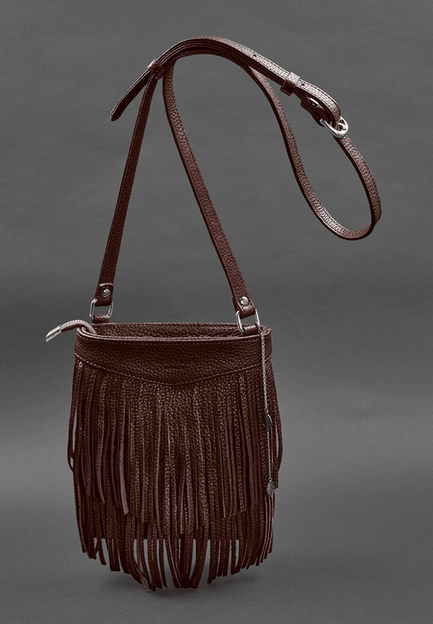 Handcrafted Women's Mini Leather Crossbody Bag with Fringe