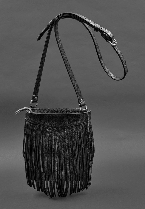 Premium Women's Mini Leather Bag with Fringe, Crossbody Style