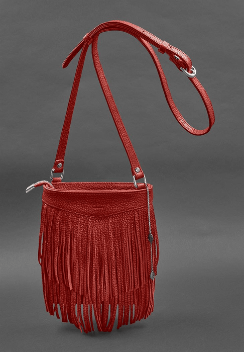 Chic Women's Mini Leather Crossbody Bag with Fringe Embellishments