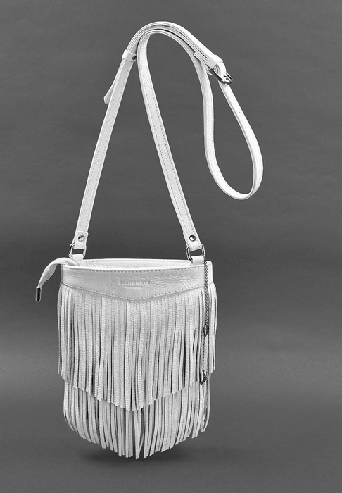 Fashionable Women's Leather Mini Crossbody Bag with Fringe Trim