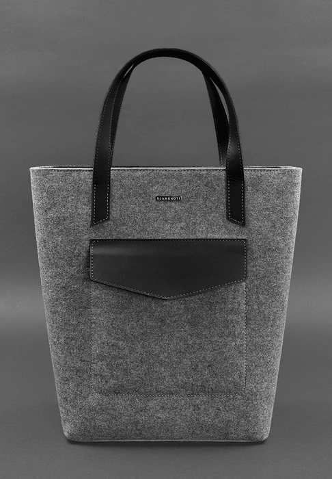 Unique Women's Felt Shopper Bag with Leather Inserts