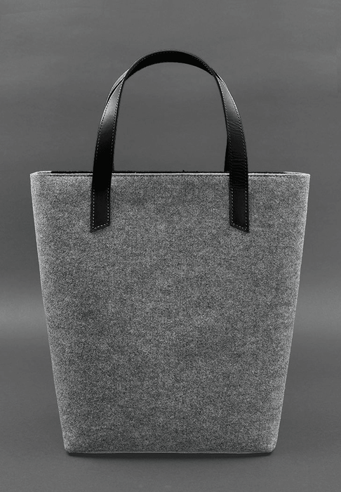 Women's Felt Shopper Bag with Black Leather Inserts