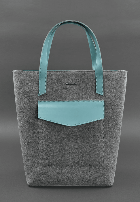 Unique Women's Felt Shopper Bag with Leather Inserts