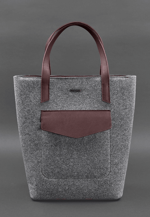 Unique Felt Tote Bag with Leather Details for Women