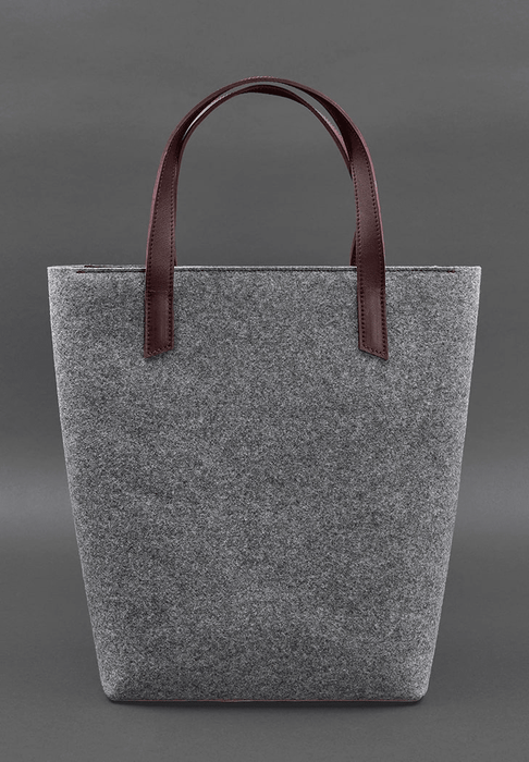 Stylish Women's Felt Shopping Bag with Leather Inserts