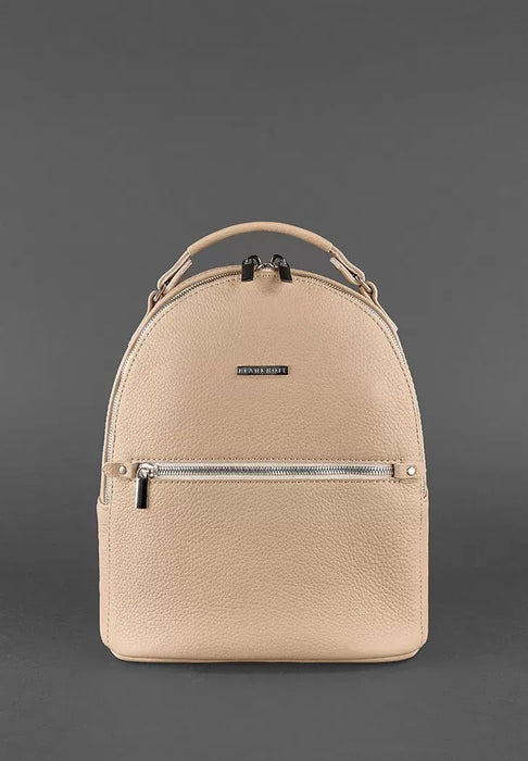 Light Beige Leather Elegant Women's Mini Backpack
