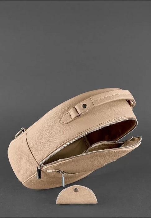 Light Beige Leather Elegant Women's Mini Backpack