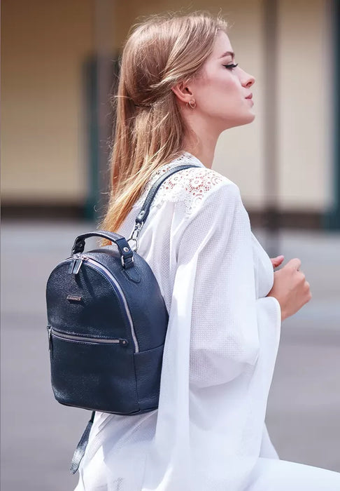 Light Beige Leather Elegant Women's Mini Backpack