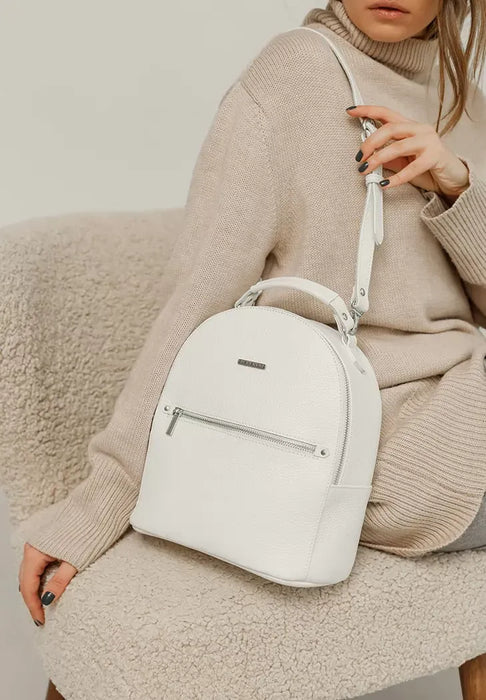 Light Beige Leather Elegant Women's Mini Backpack