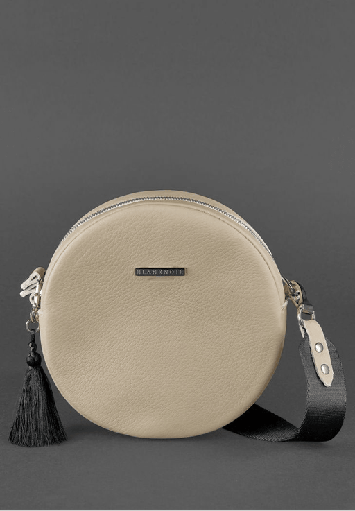 Unique Round Leather Bag for Women with Decorative Tassel