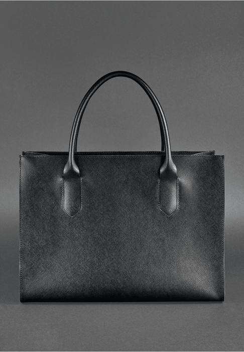 Women's classic black leather tote