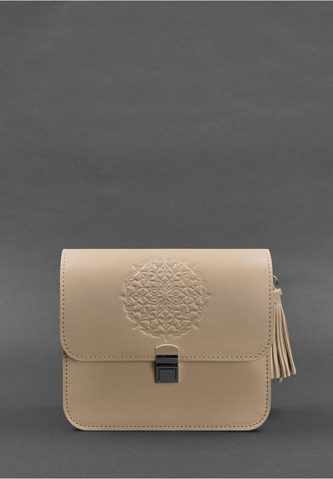 Stylish leather crossbody with embossing