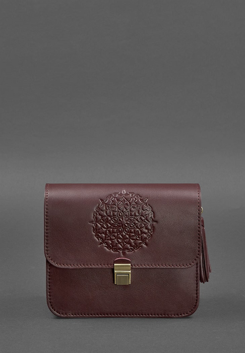 Luxury leather crossbody with embossing for women