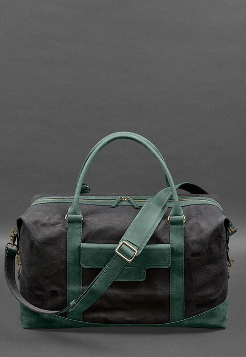 Leather travel bag with shoe compartment