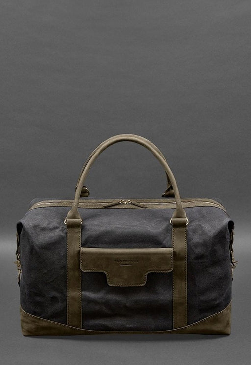 Leather travel bag with hidden pocket