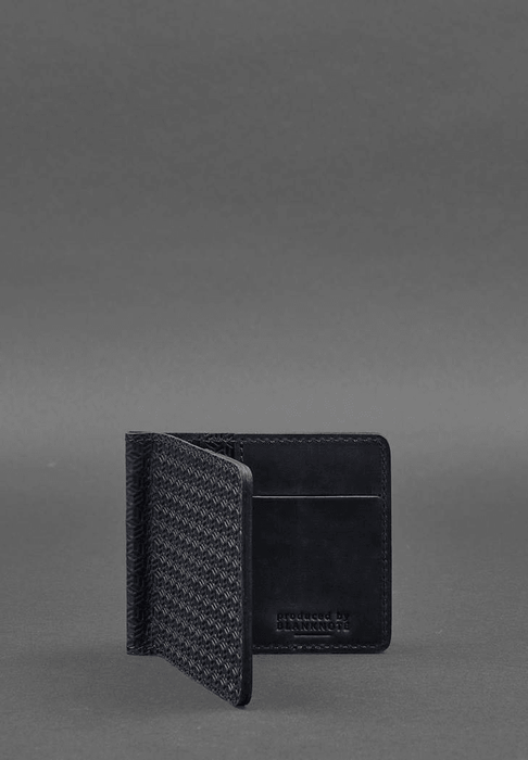 Men's Designer Leather Wallet with Built-In Money Clip