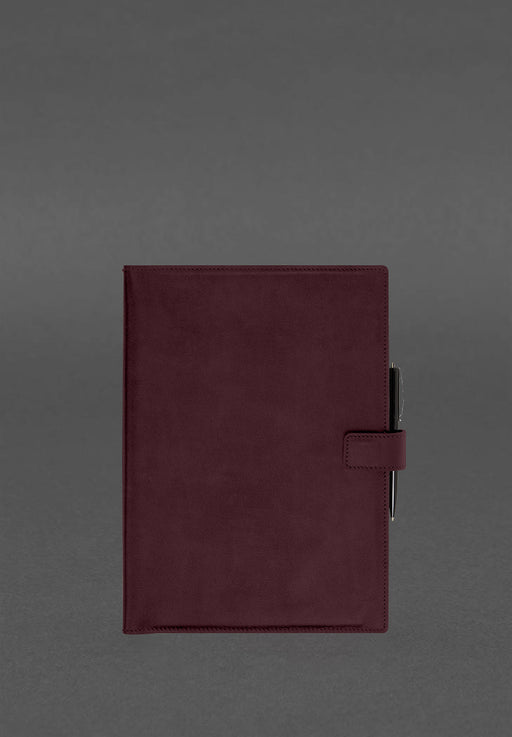 Leather notebook with grid pages
