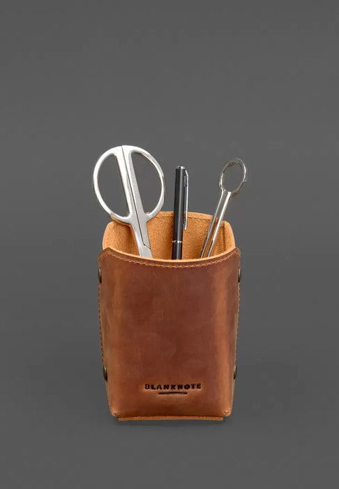 Light Brown Leather Desk Set – Elegant Organizer for Office or Home