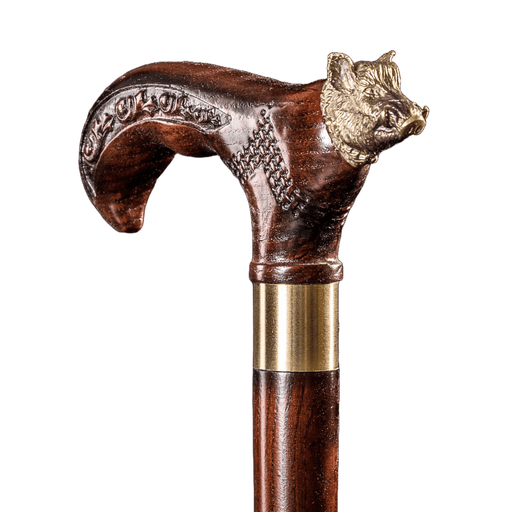 Boar Walking Stick, Wooden Walking Cane - Design Canes - Artynov | Unique Handmade Accessories