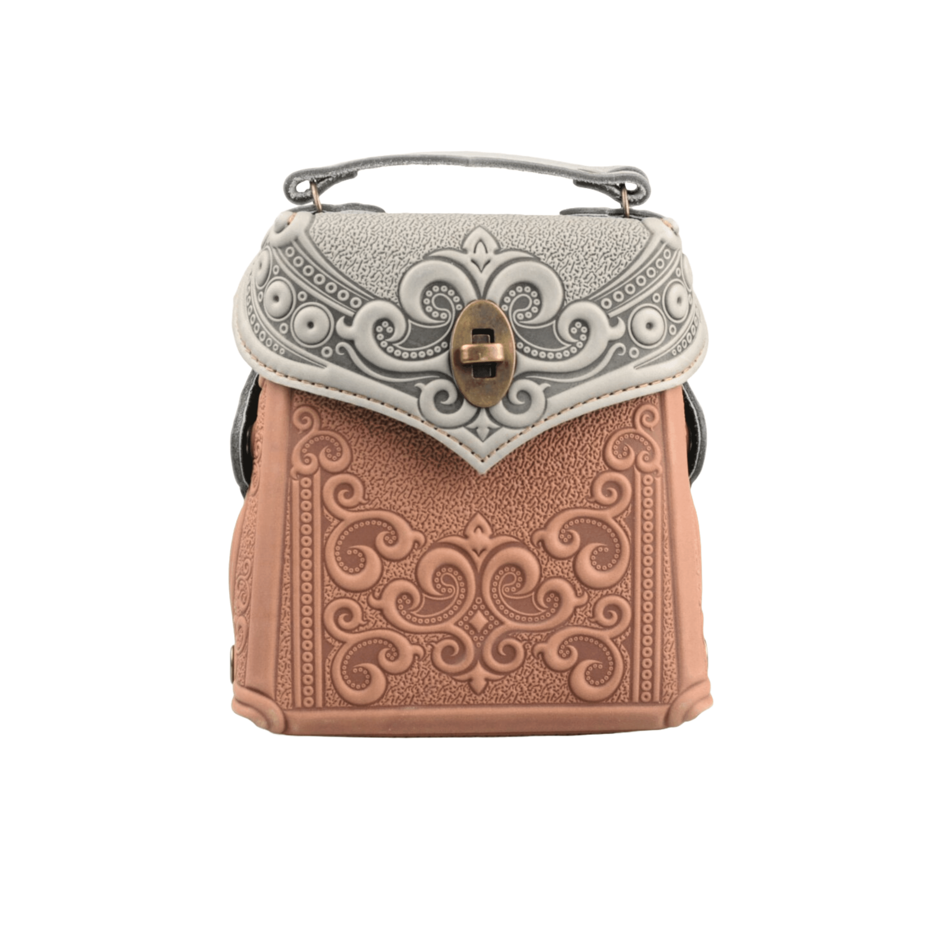 bohemian leather backpack Boho Leather Rucksack Stylish Women's Backpack in Beige and Gray