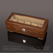 Solid Brown Wooden Watch Box Case with 5 Slots