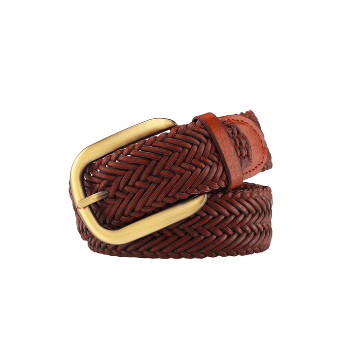 Braided Leather Belt For Women With Gold Buckle, Nancy Model