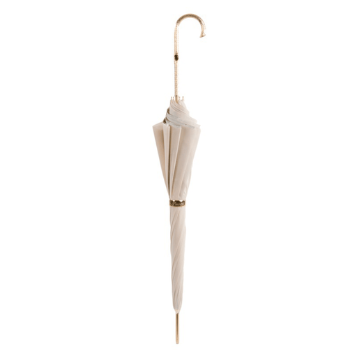 Brass Handle Ivory Umbrella with Flowers Inside - Artynov | Unique Handmade Accessories