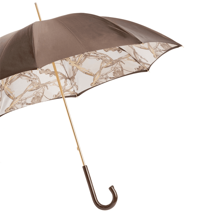 Bridles Leather Handle Fashionable Beige Umbrella