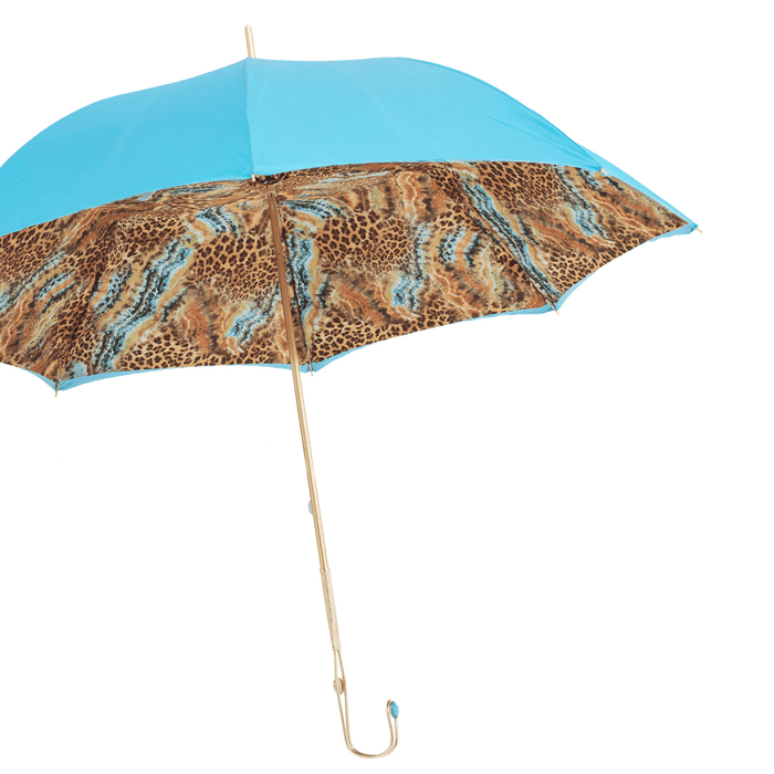 Bright Blue Animalier Jewel Handle Umbrella