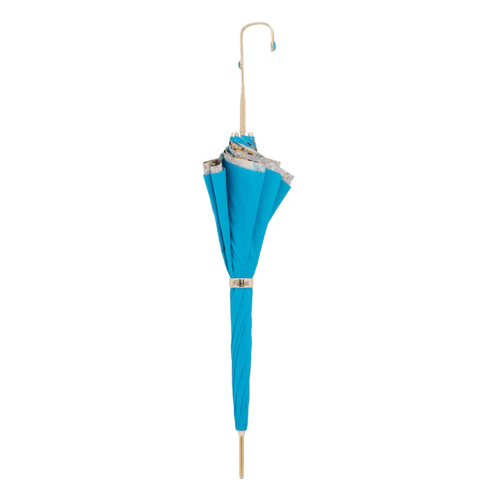 Bright Blue Animalier Jewel Handle Umbrella