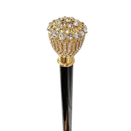 Stylish walking cane with crystal-embellished knob