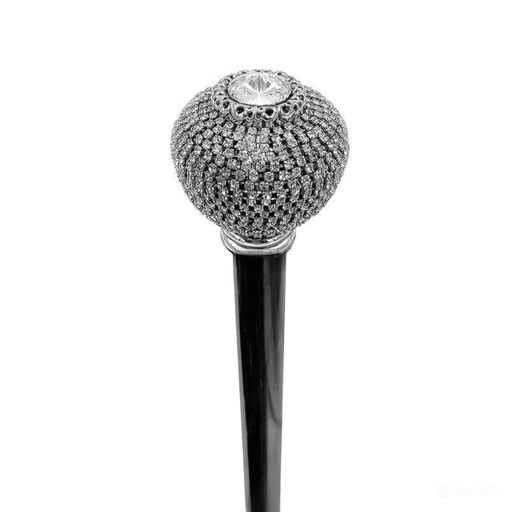 Stylish walking stick with crystal-encrusted knob