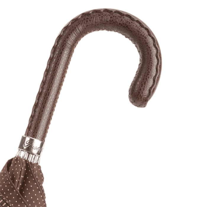 Brown Gentleman Umbrella with Brown Leather Handle