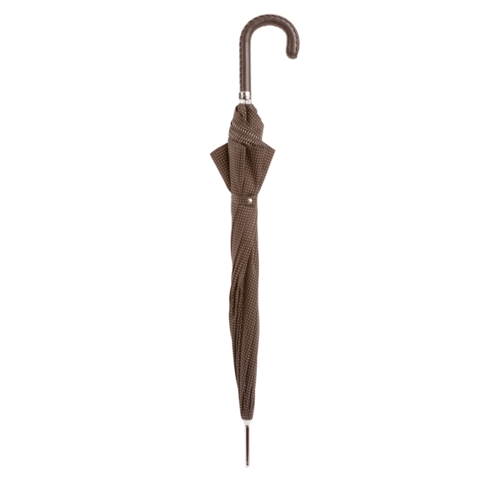 Brown Gentleman Umbrella with Brown Leather Handle