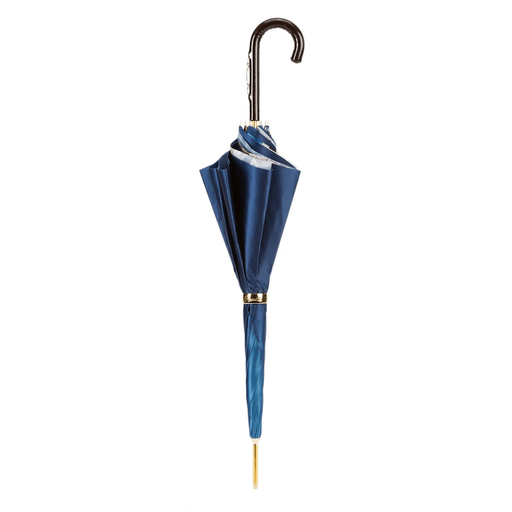 Brown Handle Navy Bridles Double Cloth Umbrella - Artynov | Unique Handmade Accessories