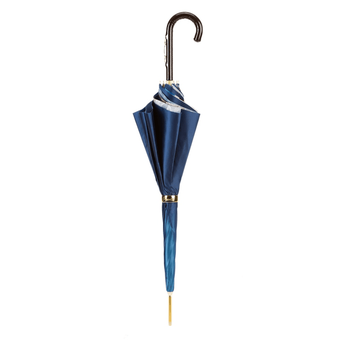 Brown Handle Navy Bridles Double Cloth Umbrella