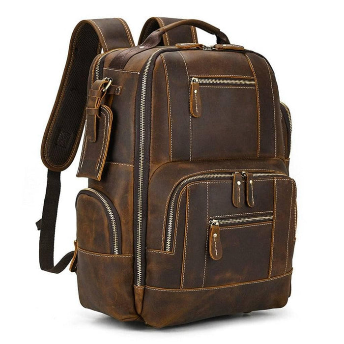 Brown High-Quality Vintage Design Leather Backpack